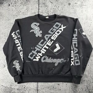 Vintage Chicago White Sox MLB 80s 90s AOP Logo Crewneck Sweatshirt Adult XL